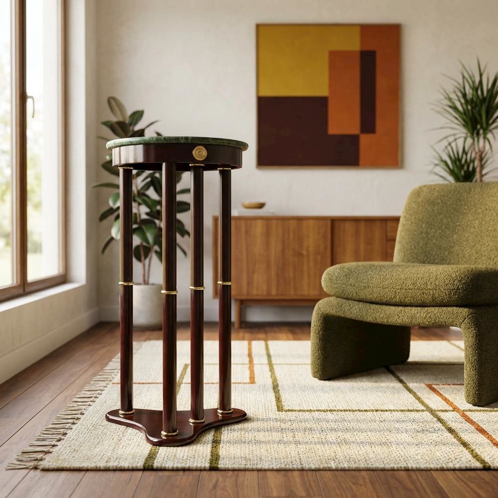 Marble Top Side Table, Green Side Table Round End Tables Living Room Accent. Picture 2