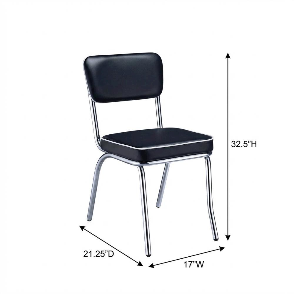 Set of 2 Stylish Black and Chrome Dining Chairs Inspired by Retro Diner Design. Picture 6