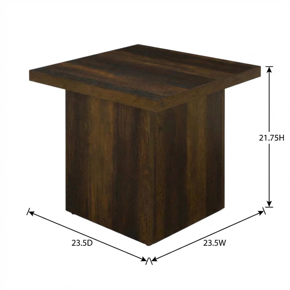 Dark Pine, End Side Table, Square Shape, 100 lbs Weight Capacity. Picture 7