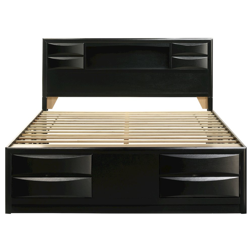 Briana Wood Eastern King Storage Bookcase Bed Black. Picture 4