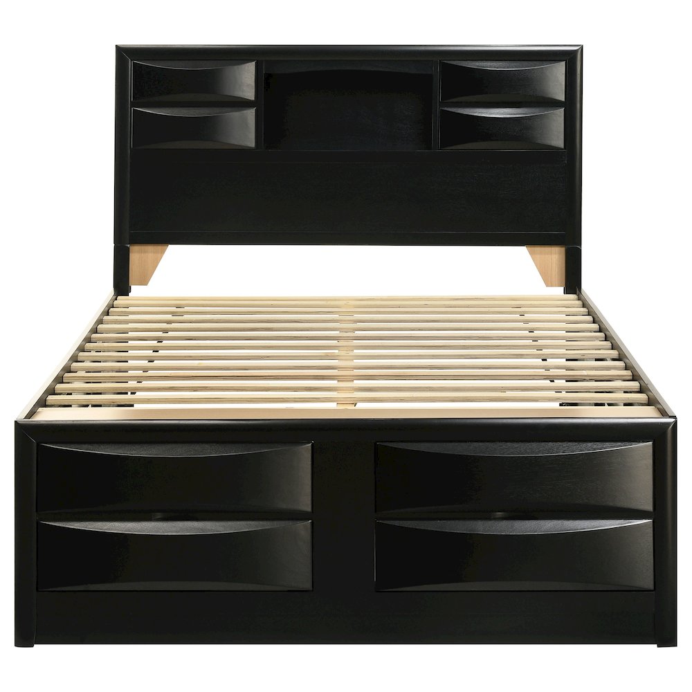 Briana Wood Queen Storage Bookcase Bed Black. Picture 4