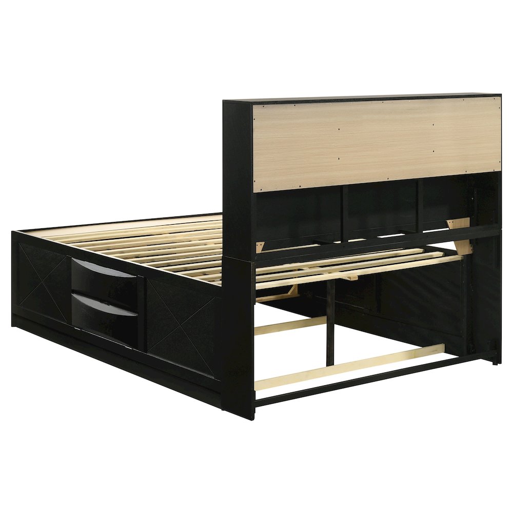 Briana Wood Queen Storage Bookcase Bed Black. Picture 5