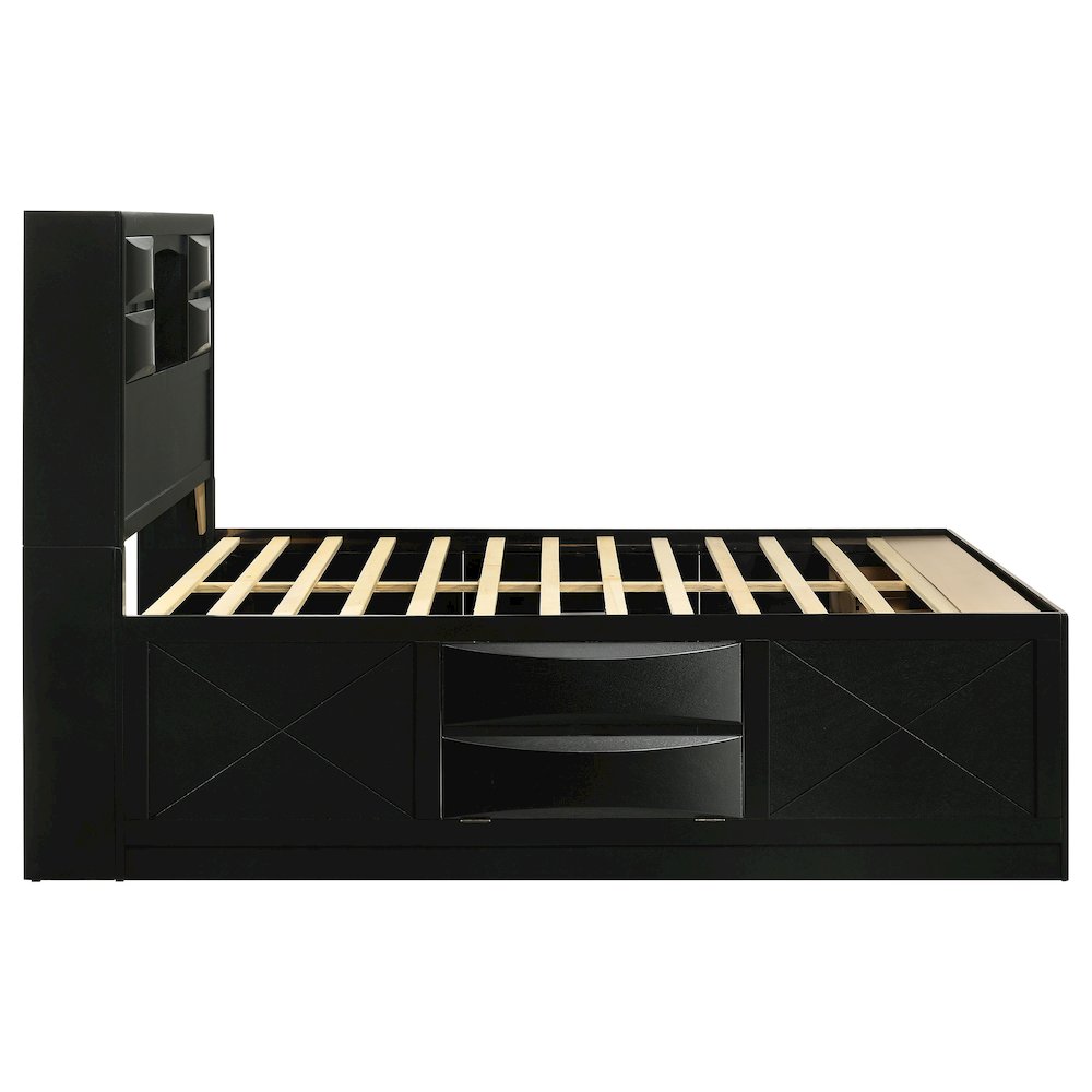 Briana Wood Queen Storage Bookcase Bed Black. Picture 6