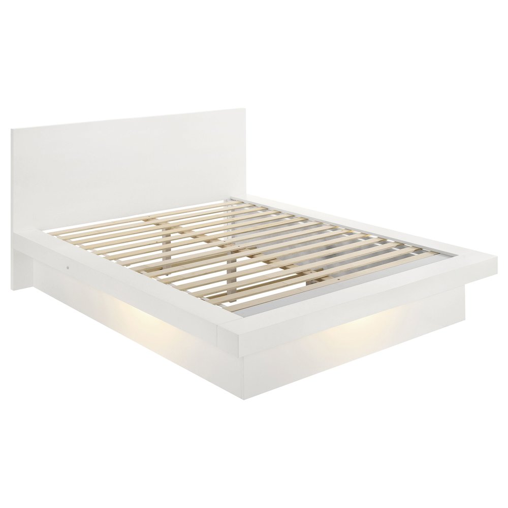 Jessica 6-piece Eastern King LED Bedroom Set Cream White. Picture 1