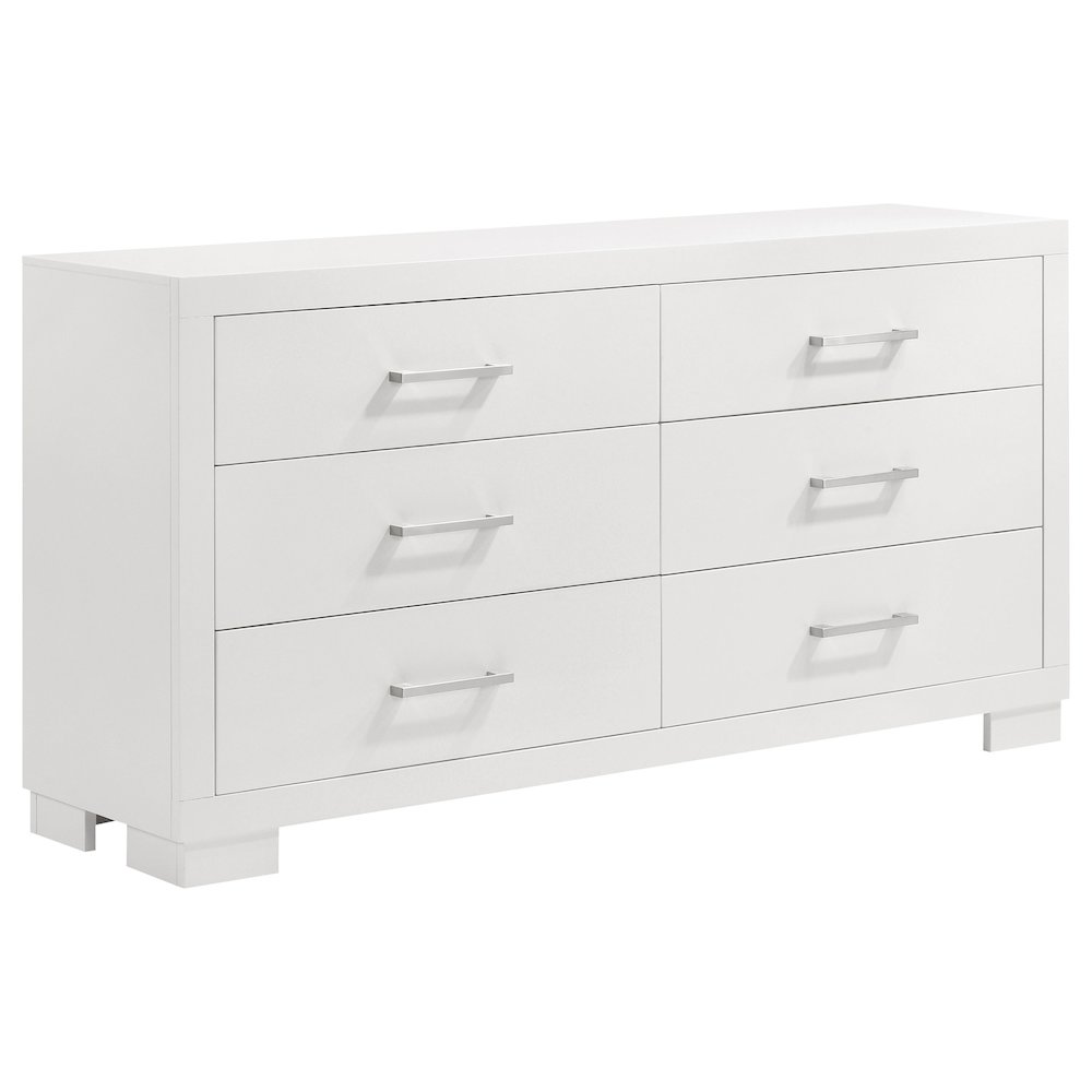 Jessica 6-piece Eastern King LED Bedroom Set Cream White. Picture 6