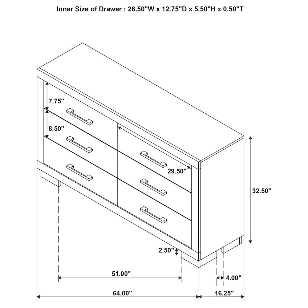 Jessica 6-drawer Dresser Cream White. Picture 14