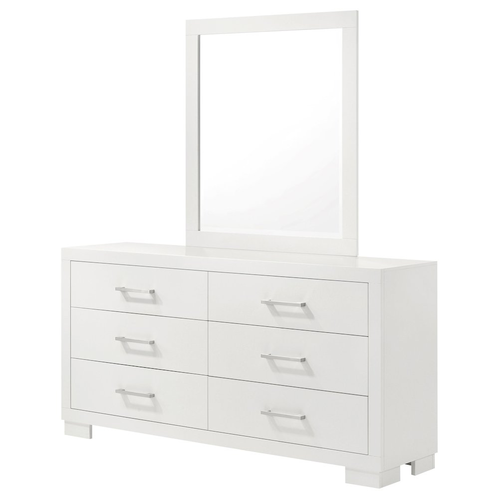 Jessica 6-drawer Dresser with Mirror Cream White. Picture 4