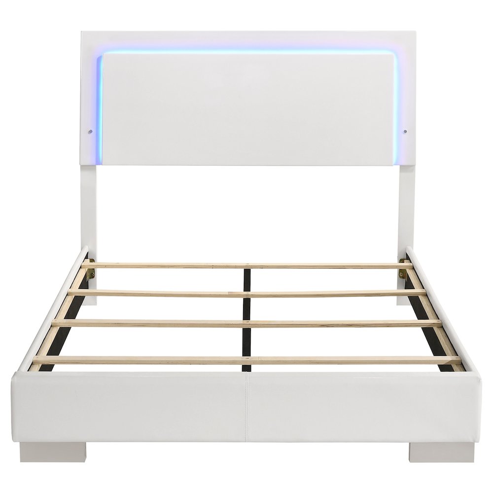 Felicity Wood Full LED Panel Bed White High Gloss. Picture 4