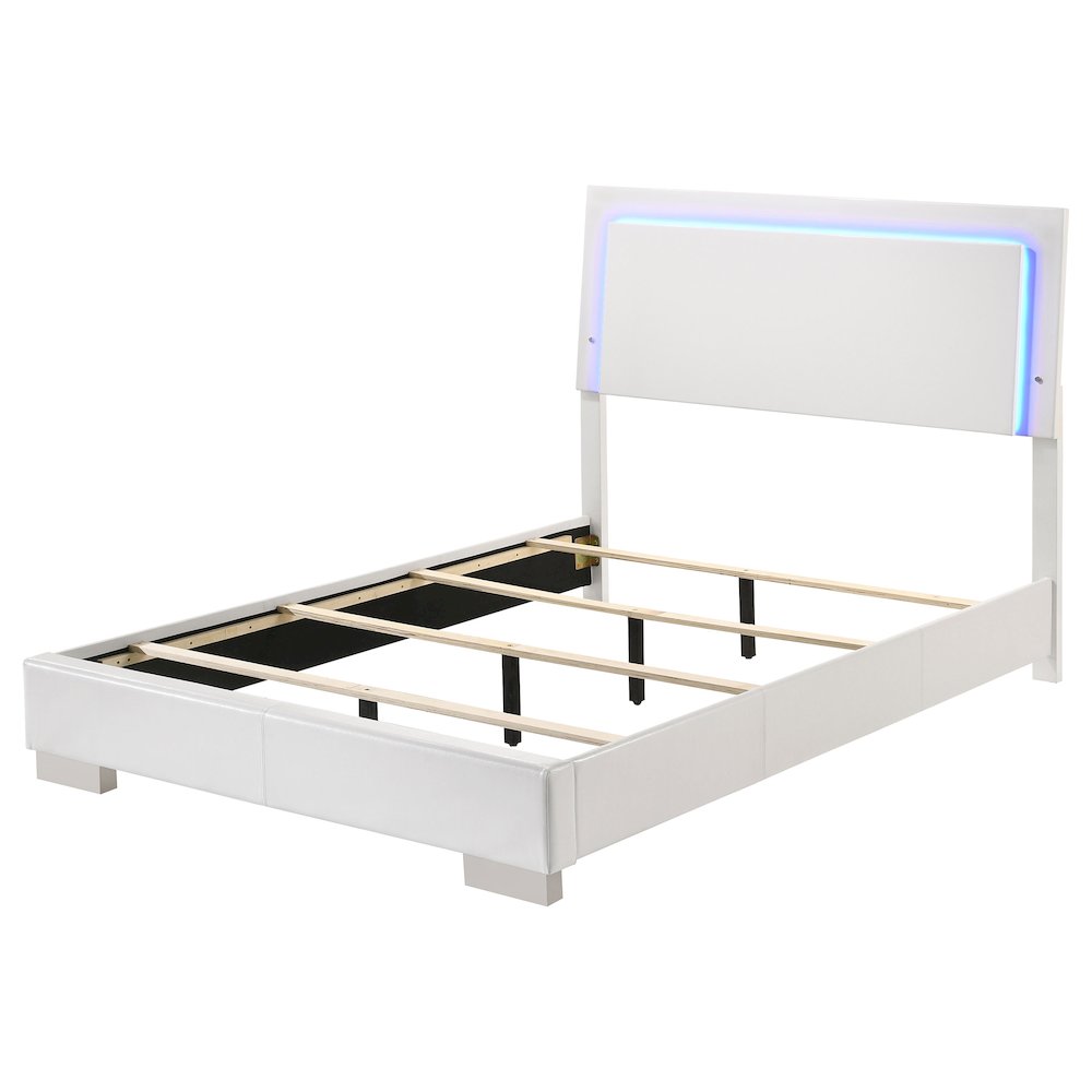 Felicity Wood Full LED Panel Bed White High Gloss. Picture 6