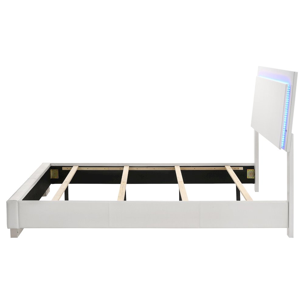 Felicity Wood Full LED Panel Bed White High Gloss. Picture 7