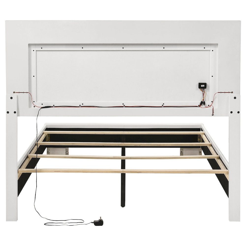 Felicity Wood Full LED Panel Bed White High Gloss. Picture 9