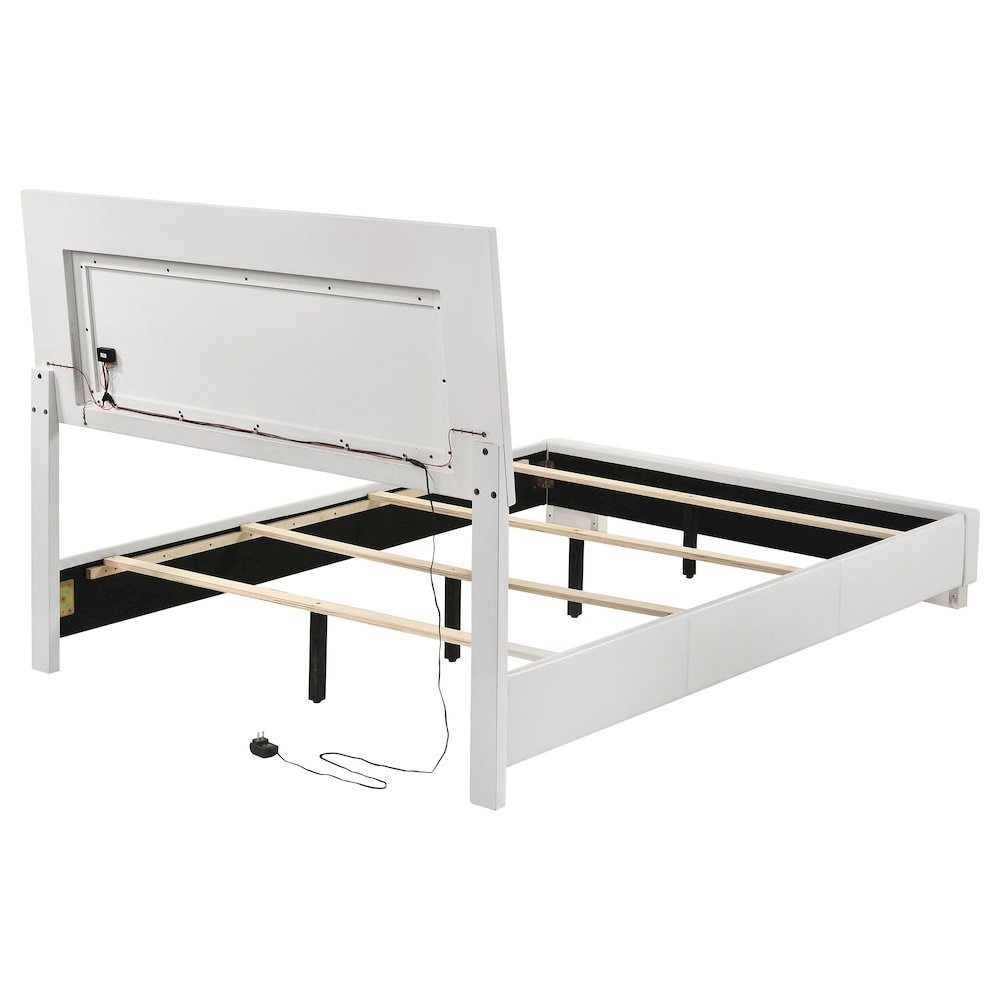 Felicity Wood Full LED Panel Bed White High Gloss. Picture 10