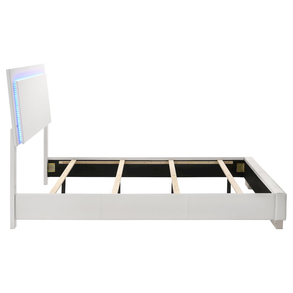 Felicity Wood Full LED Panel Bed White High Gloss. Picture 11