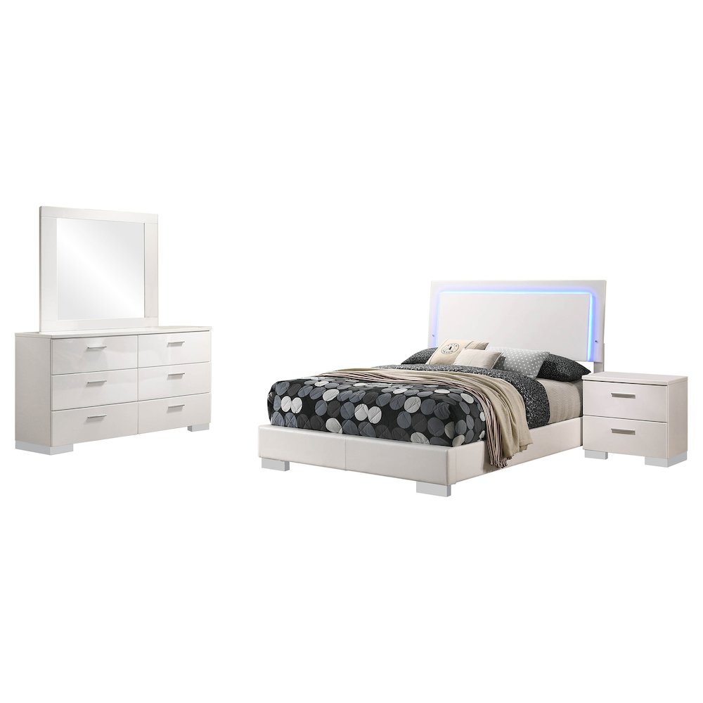 Felicity 4-piece Full Bedroom Set White High Gloss. Picture 2