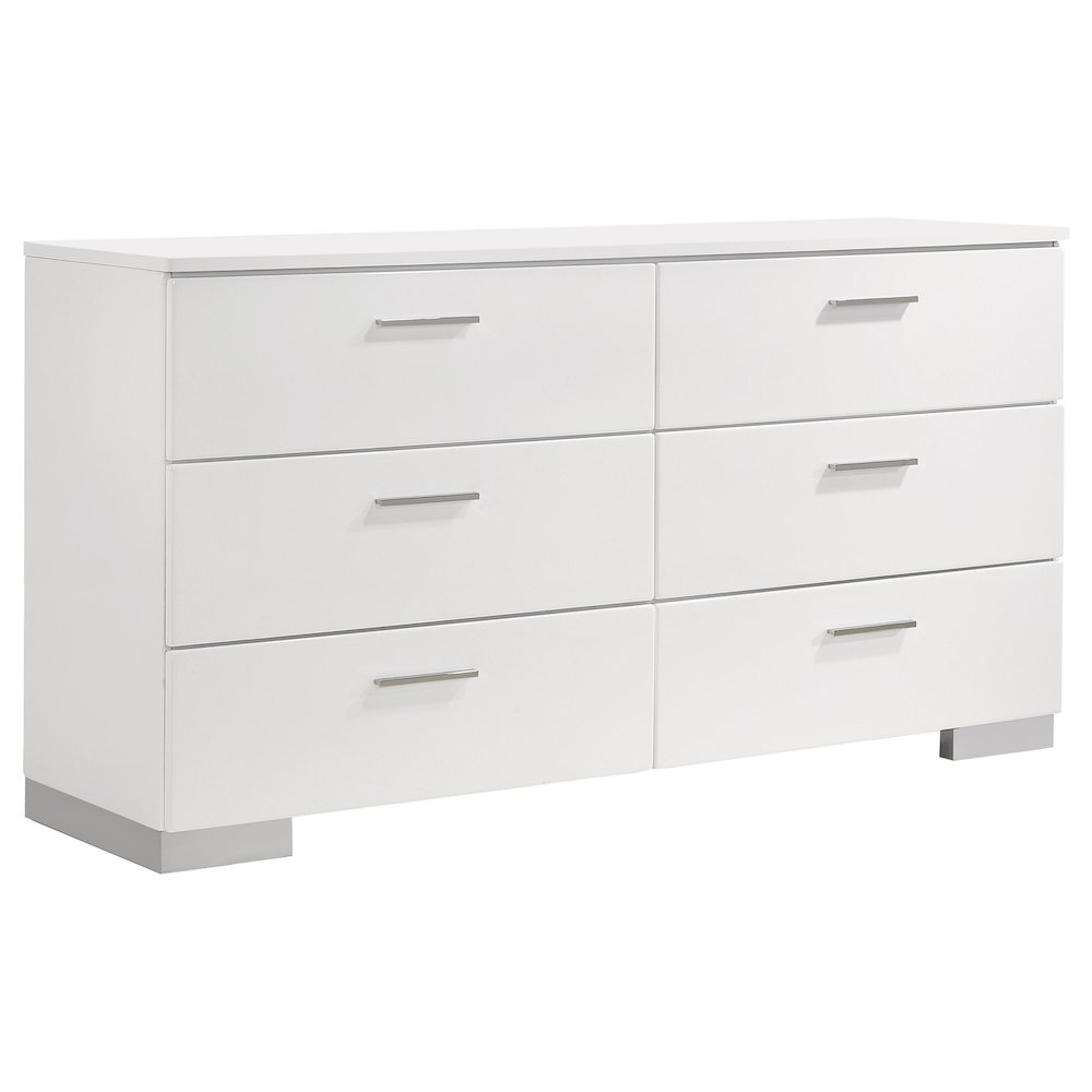 Felicity 4-piece Full Bedroom Set White High Gloss. Picture 8