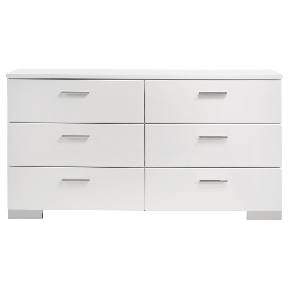 Felicity 4-piece Full Bedroom Set White High Gloss. Picture 9