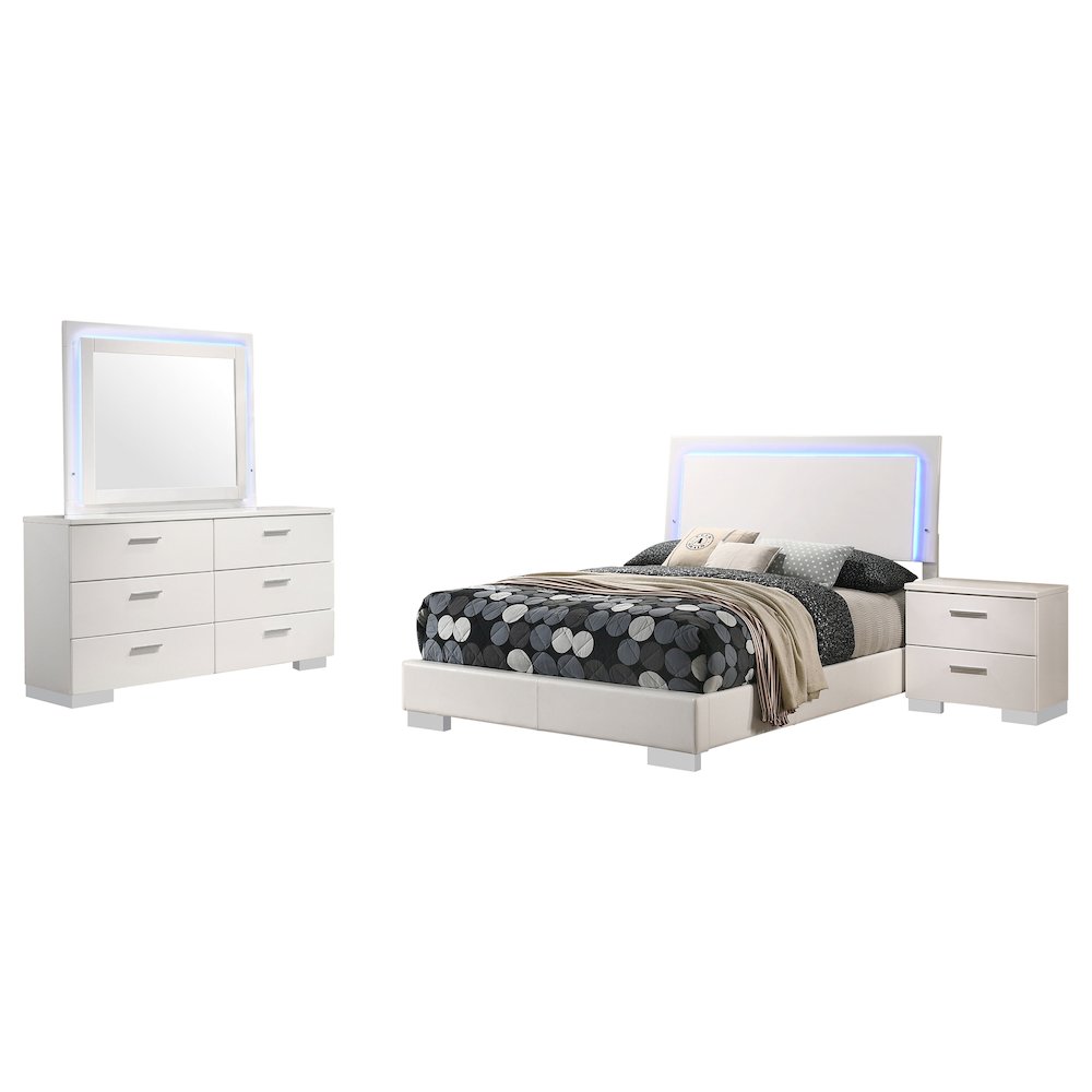 Felicity 4-piece Full Bedroom Set White High Gloss. Picture 1