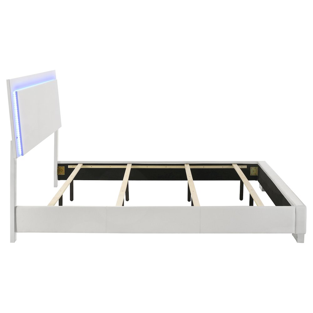 Felicity Wood Eastern King LED Panel Bed White High Gloss. Picture 6