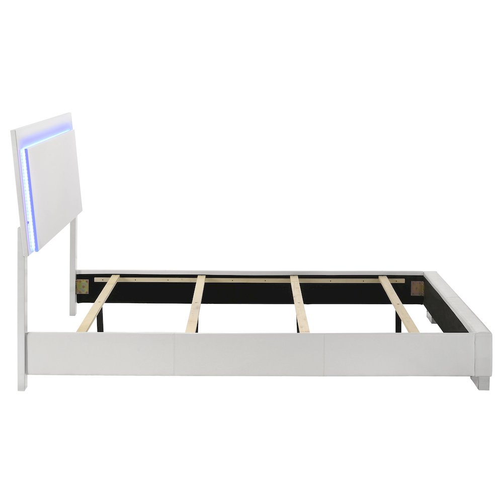 Felicity Wood Queen LED Panel Bed White High Gloss. Picture 5