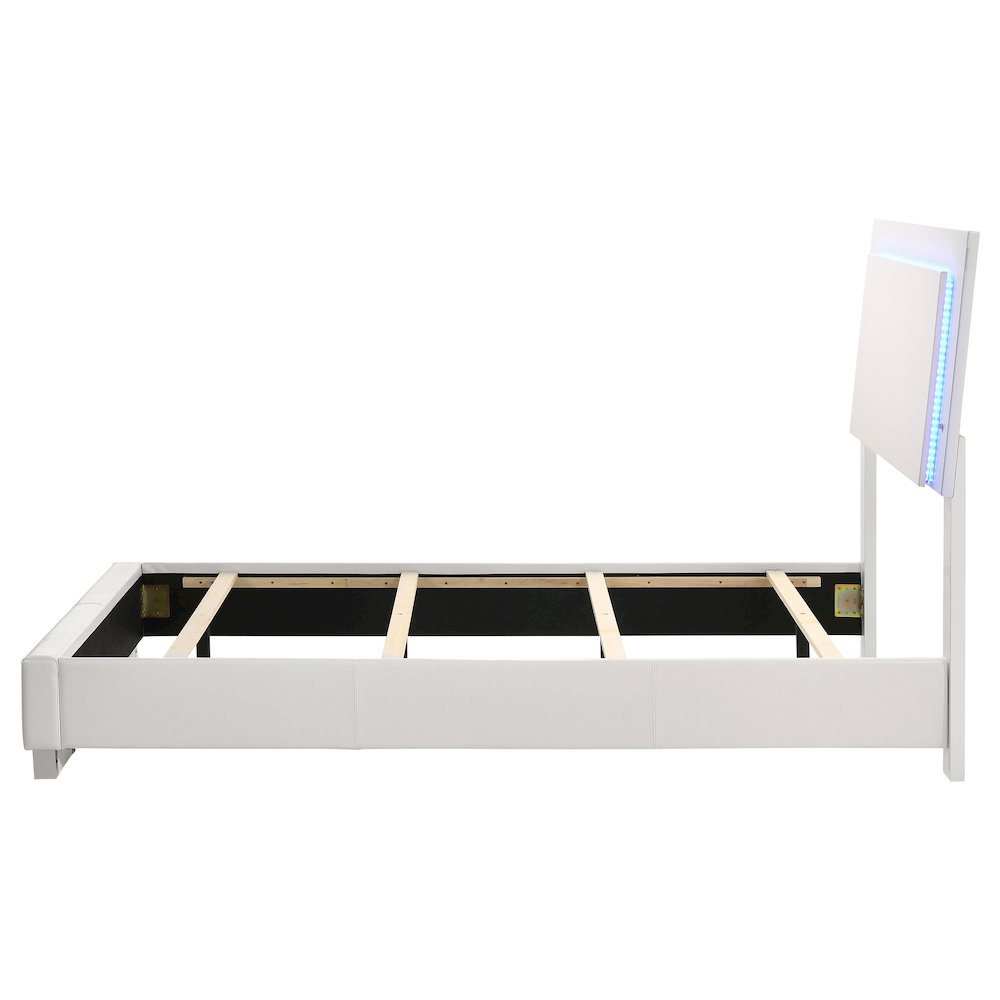 Felicity Wood Twin LED Panel Bed White High Gloss. Picture 7