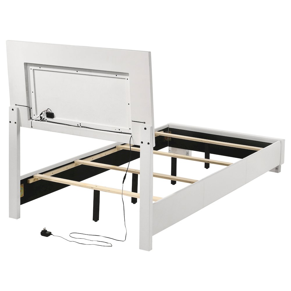 Felicity Wood Twin LED Panel Bed White High Gloss. Picture 10