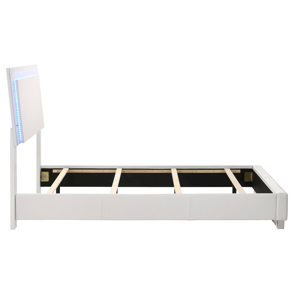 Felicity Wood Twin LED Panel Bed White High Gloss. Picture 11