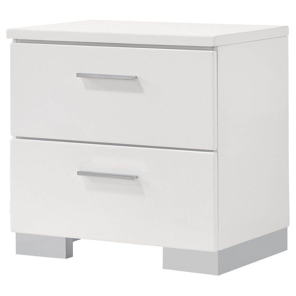 Felicity 2-drawer Nightstand White High Gloss. Picture 4