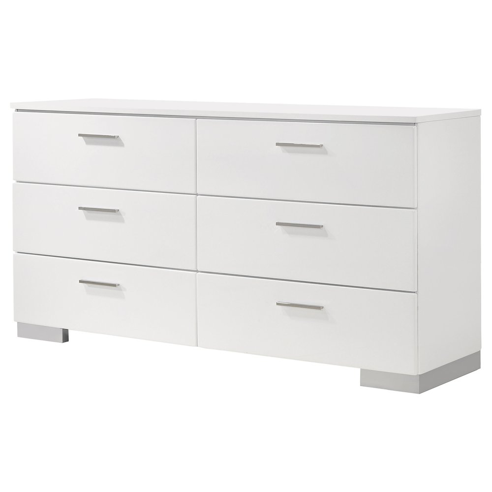 Felicity 6-drawer Dresser White High Gloss. Picture 4