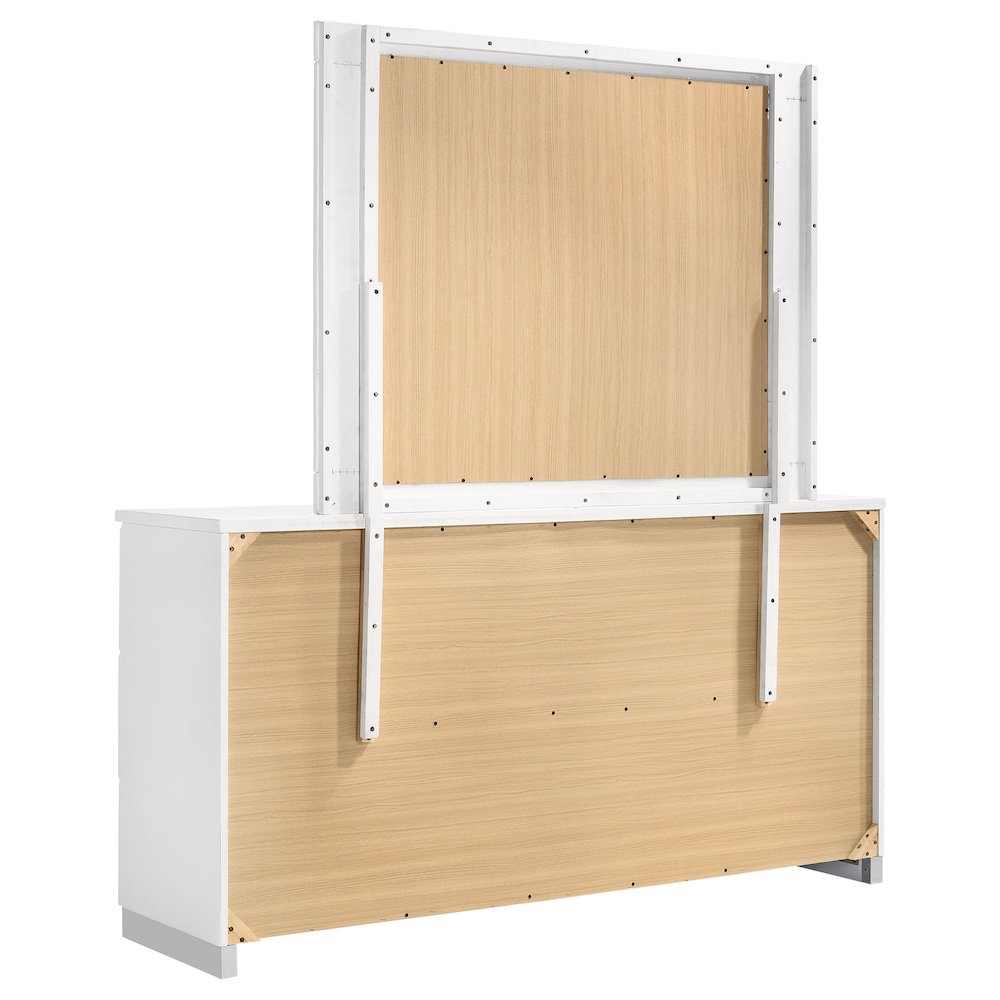 Felicity 6-drawer Wood Dresser with Mirror White High Gloss. Picture 6