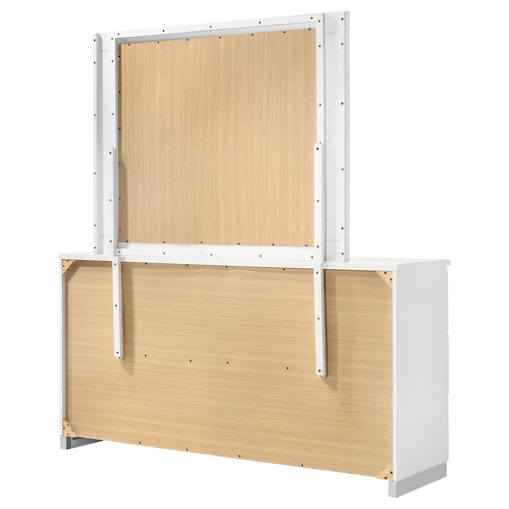 Felicity 6-drawer Wood Dresser with Mirror White High Gloss. Picture 8