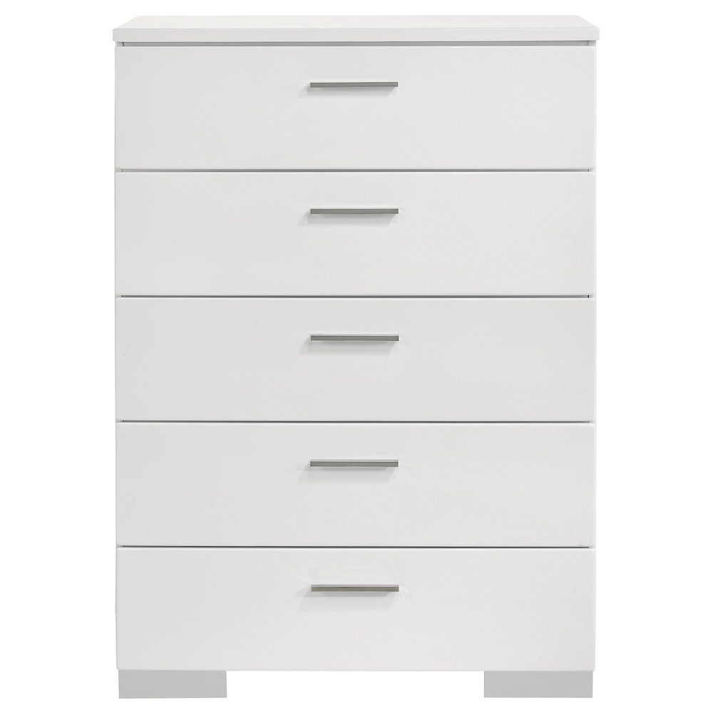 Felicity 5-drawer Bedroom Chest White High Gloss. Picture 3