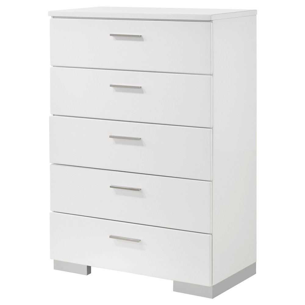 Felicity 5-drawer Bedroom Chest White High Gloss. Picture 4