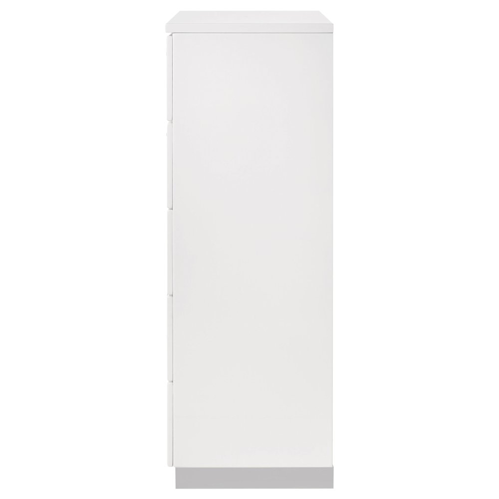 Felicity 5-drawer Bedroom Chest White High Gloss. Picture 5