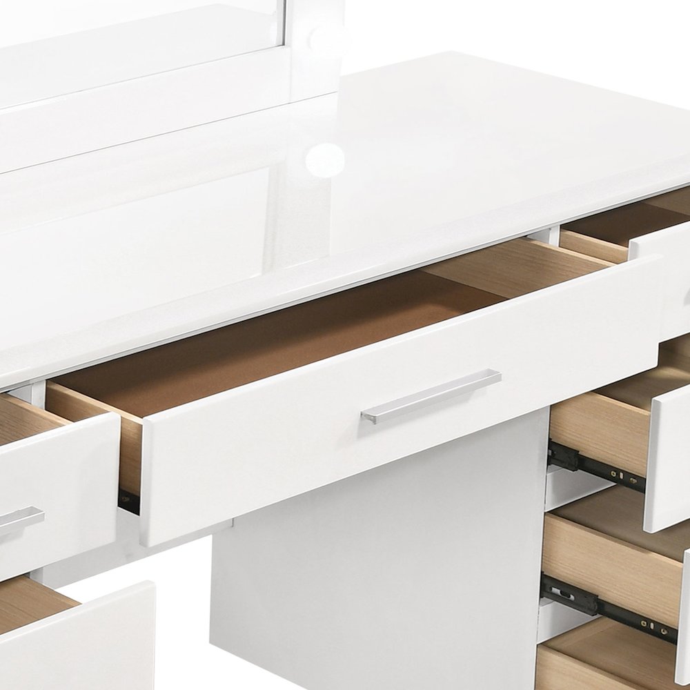 Felicity 9-drawer Vanity Table Lighted Mirror Glossy White. Picture 7