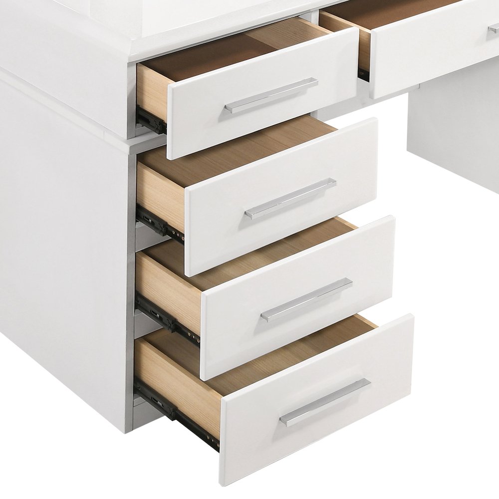 Felicity 9-drawer Vanity Table Lighted Mirror Glossy White. Picture 9