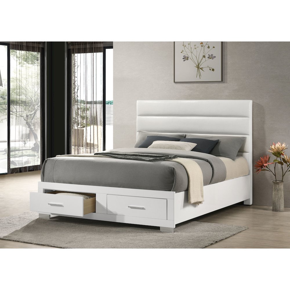 Felicity California King Storage Bed White High Gloss. Picture 2