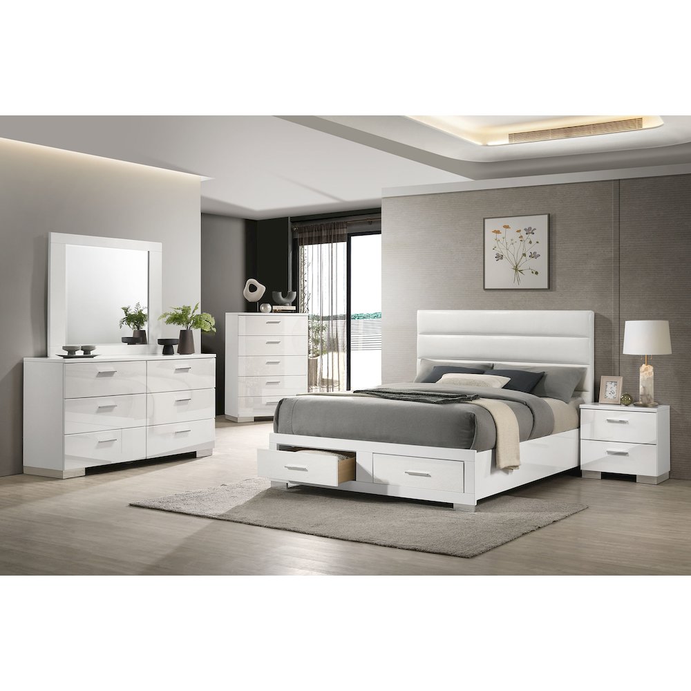 Felicity 5-piece California King Platform Bedroom Set White. Picture 1