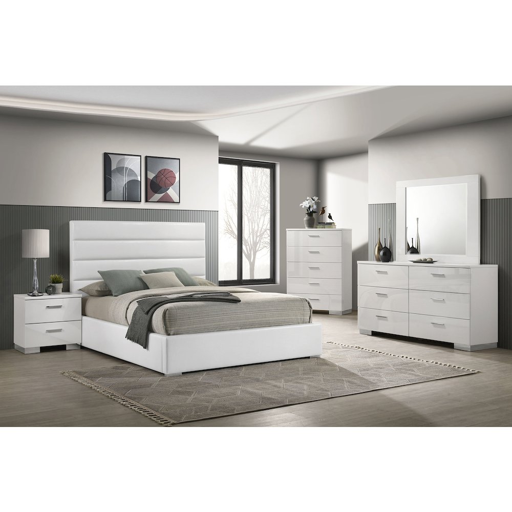 Felicity 53-inch Upholstered Queen Platform Bed White. Picture 9