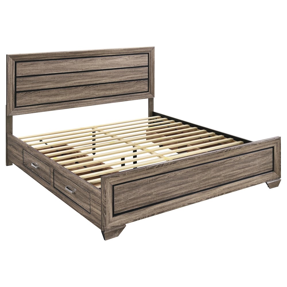 Kauffman Wood Eastern King Storage Panel Bed Washed Taupe. Picture 2