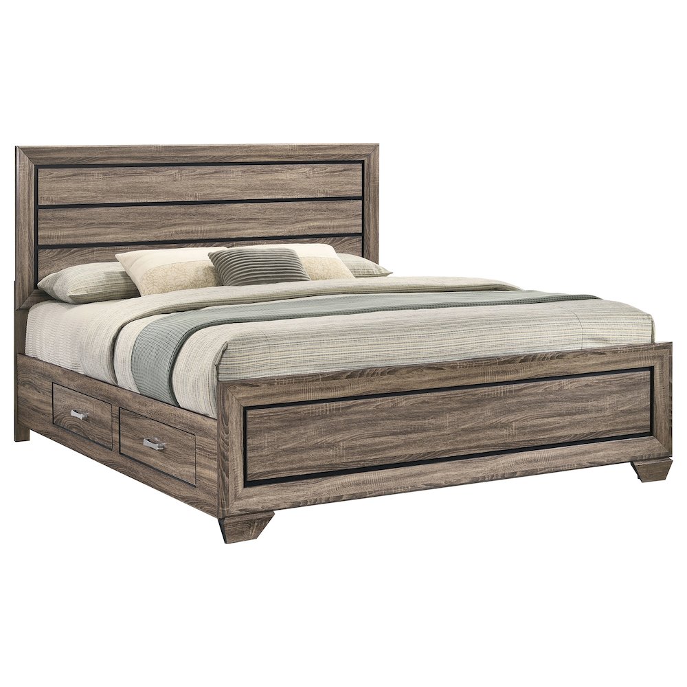 Kauffman Wood Eastern King Storage Panel Bed Washed Taupe. Picture 4