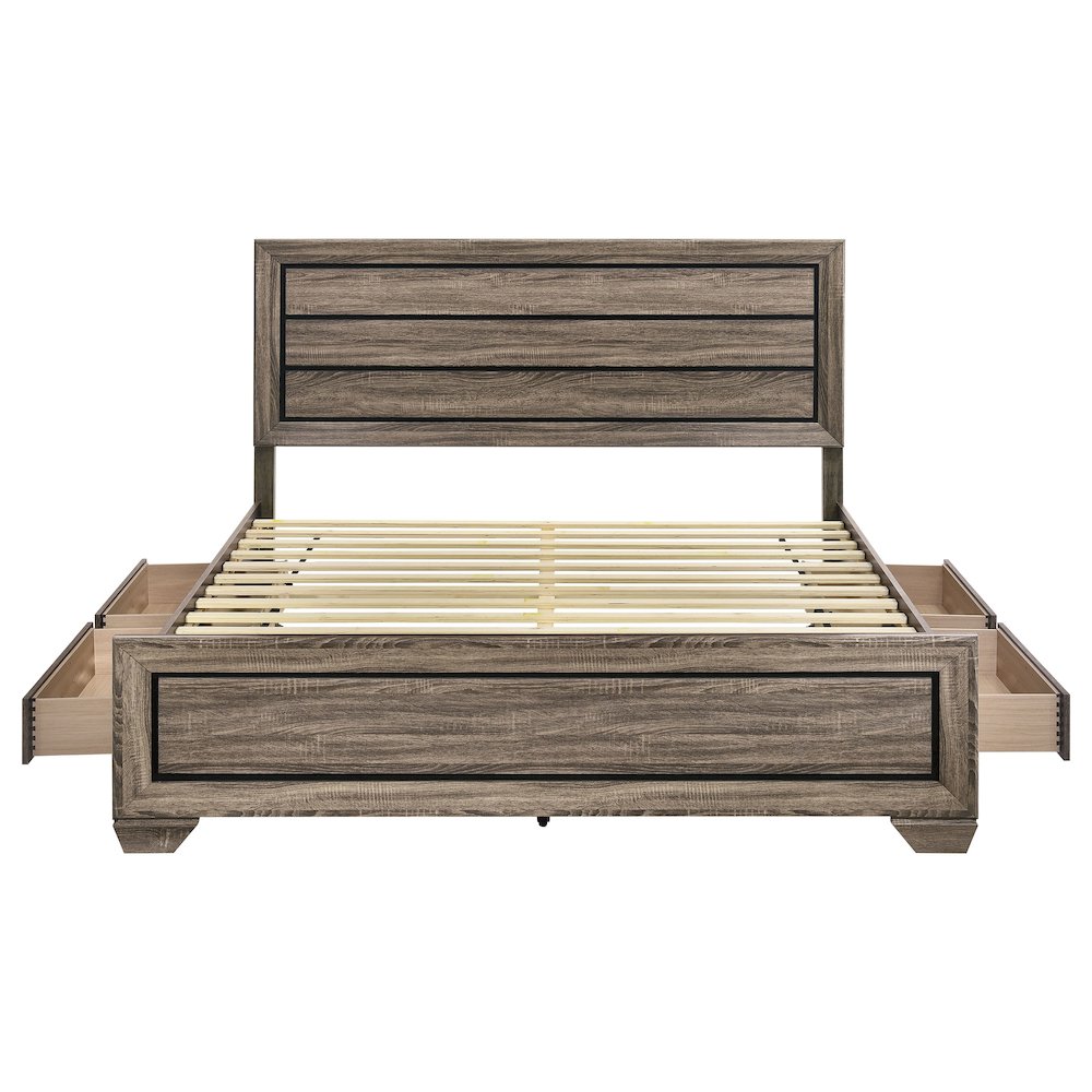 Kauffman Wood Eastern King Storage Panel Bed Washed Taupe. Picture 7