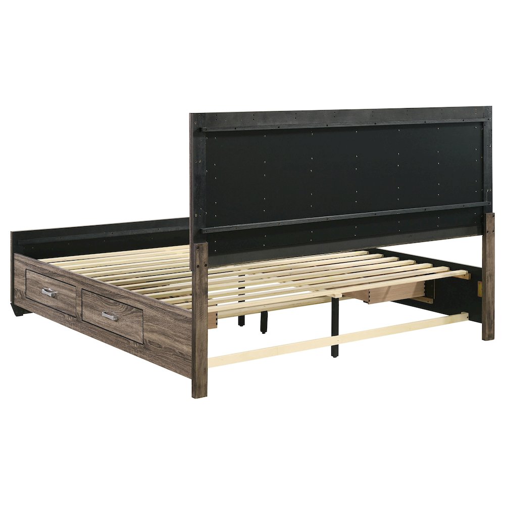 Kauffman Wood Eastern King Storage Panel Bed Washed Taupe. Picture 8