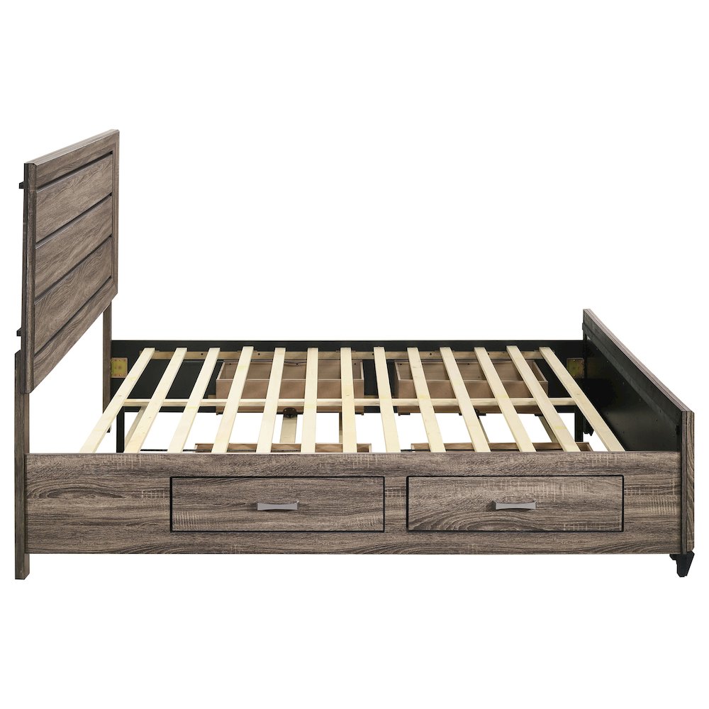 Kauffman Wood Eastern King Storage Panel Bed Washed Taupe. Picture 9