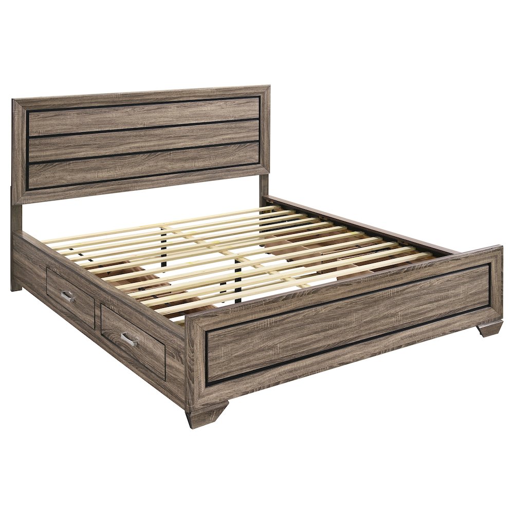 Kauffman Wood California King Storage Panel Bed Washed Taupe. Picture 2