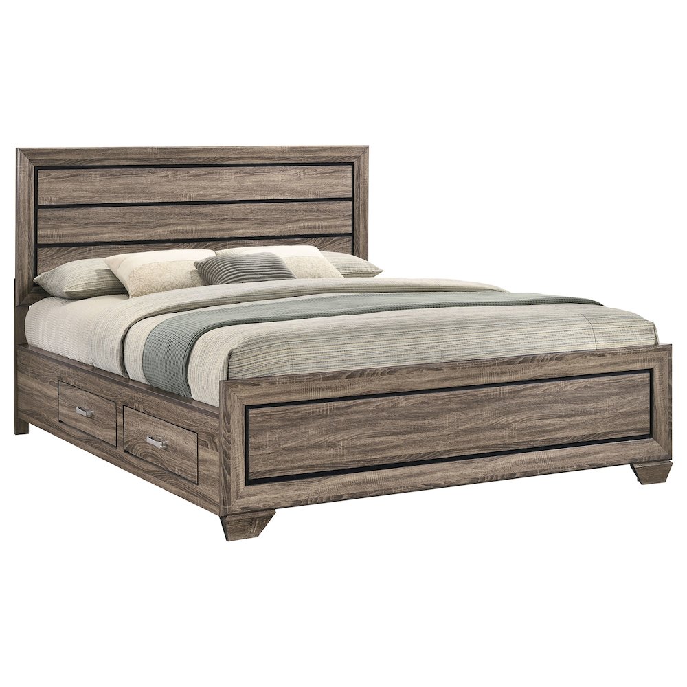 Kauffman Wood California King Storage Panel Bed Washed Taupe. Picture 4