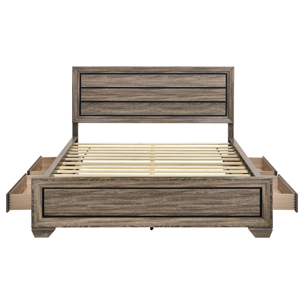 Kauffman Wood California King Storage Panel Bed Washed Taupe. Picture 7