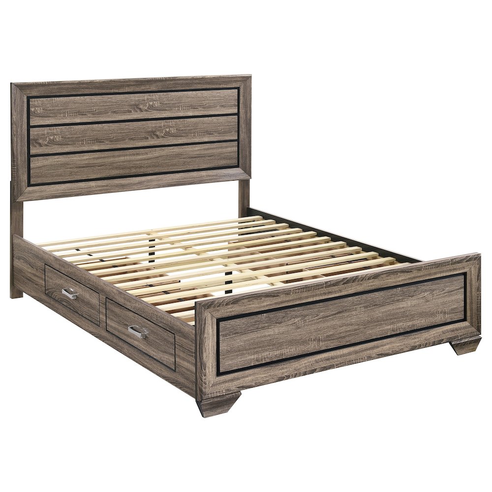 Kauffman Wood Queen Storage Panel Bed Washed Taupe. Picture 2