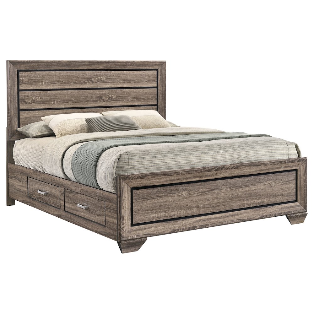 Kauffman Wood Queen Storage Panel Bed Washed Taupe. Picture 4