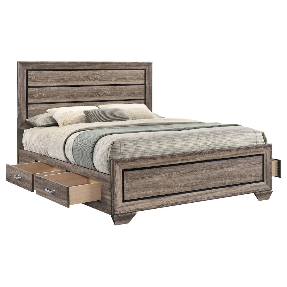 Kauffman Wood Queen Storage Panel Bed Washed Taupe. Picture 5