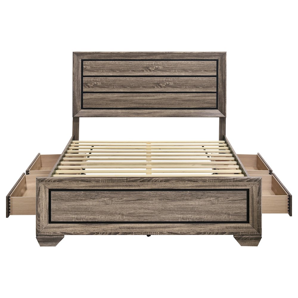 Kauffman Wood Queen Storage Panel Bed Washed Taupe. Picture 7